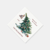 Leuke Kerstboom Dangling Kat Foto Servet (Hoek)