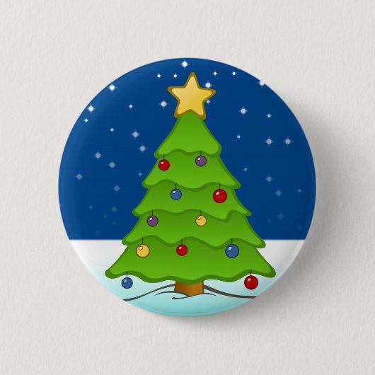 Leuke Kerstboom in Sneeuw Ronde Button 5,7 Cm (Voorkant)