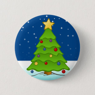Leuke Kerstboom in Sneeuw Ronde Button 5,7 Cm