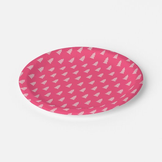 Leuke kerstboom patroon pastel en heet roze papieren bordje (Gekanteld)