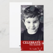 Leuke Kerstkaart Rode Sneeuwvlokken Stippen (Voorkant / Achterkant)