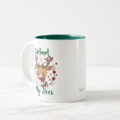 Leuke Kerstman Bruin & Groen ''Mijn Hert'' Tweekleurige Koffiemok (Voorkant links)
