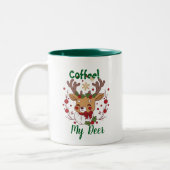 Leuke Kerstman Bruin & Groen ''Mijn Hert'' Tweekleurige Koffiemok (Links)