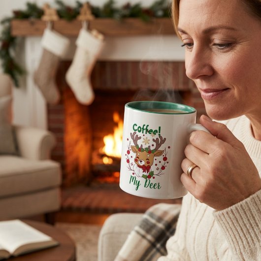 Leuke Kerstman Bruin & Groen ''Mijn Hert'' Tweekleurige Koffiemok