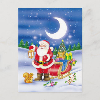 Leuke Kerstman met slee Feestdagenkaart