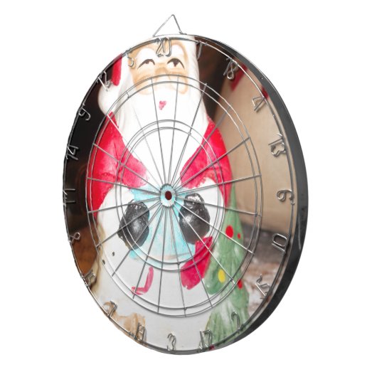 Leuke Kerstman met Snow Art Print Dartbord (Voorkant Rechts)