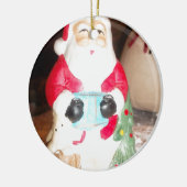  Leuke Kerstman met Snow Art Print Keramisch Ornament (Links)
