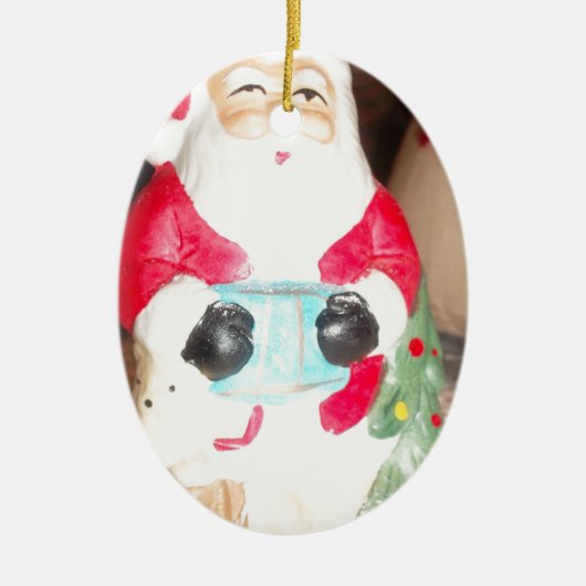  Leuke Kerstman met Snow Art Print Keramisch Ornament (Voorkant)