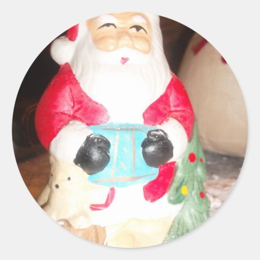 Leuke Kerstman met Snow Art Print Ronde Sticker (Voorkant)