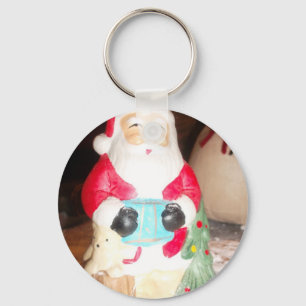 Leuke Kerstman met Snow Art Print Sleutelhanger