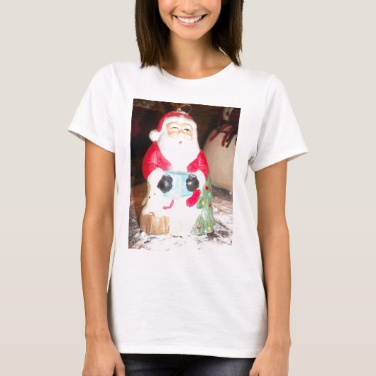  Leuke Kerstman met Snow Art Print T-shirt (Voorkant)