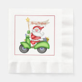 Leuke Kerstman op Scooter Kerstpapier servetten (Voorkant)