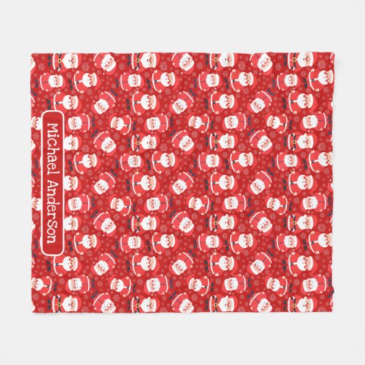 Leuke Kerstman Patroon Naam Fleece Deken (Voorkant (Horizontaal))