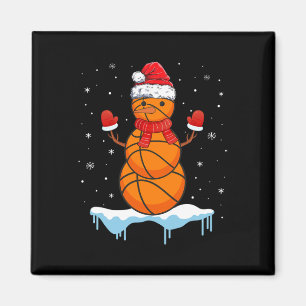 Leuke Kerstmis Basketbal Santa Snowman Magneet