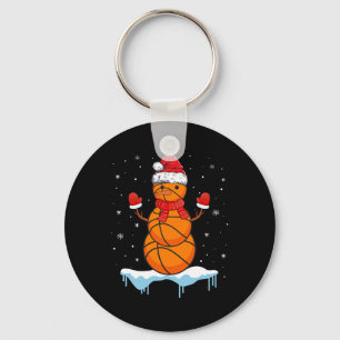 Leuke Kerstmis Basketbal Santa Snowman Sleutelhanger
