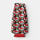 Leuke Kerstmis Pinguïns Patroon rood Flesjeskoeler (Voorkant)