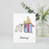Leuke Kerstmis van het Puppy Keeshond en van het Feestdagenkaart (Staand voorkant)