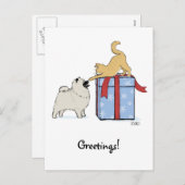 Leuke Kerstmis van het Puppy Keeshond en van het Feestdagenkaart (Voorkant / Achterkant)