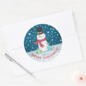 Leuke Kerstmis Winter Sneeuwman Ronde Sticker (Envelop)