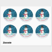 Leuke Kerstmis Winter Sneeuwman Ronde Sticker (Vel)