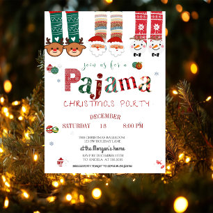Leuke kerstpyjama-feestje kaart