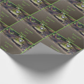 Leuke kikker gezicht dier gepersonaliseerd cadeaupapier (Hoek)