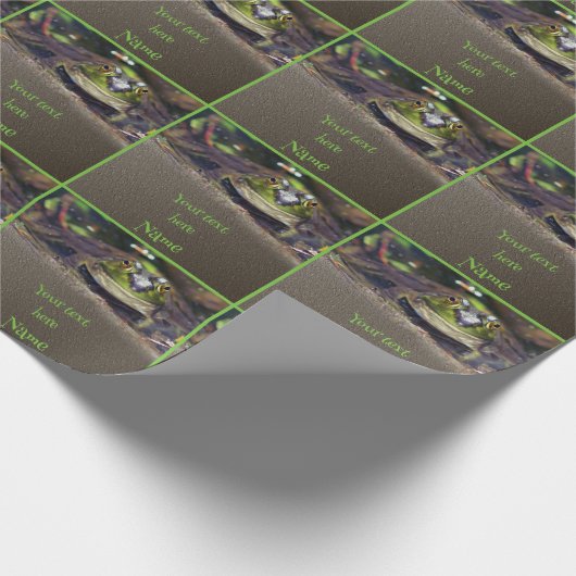 Leuke kikker gezicht dier gepersonaliseerd cadeaupapier (Hoek)