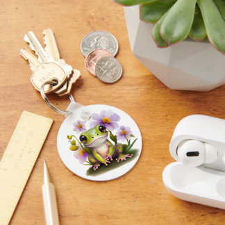Leuke Kikker in Bloemen, rugzak, label Sleutelhanger