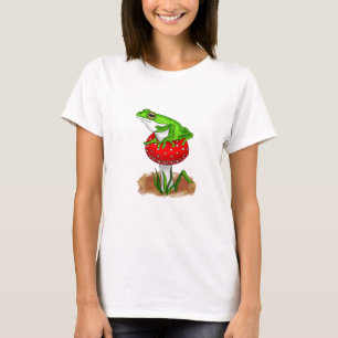 Leuke Kikker op een Paddestoel Whimsical Art T-shirt