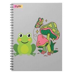 Leuke kikker, paddenstoelen en vlinder notitieboek