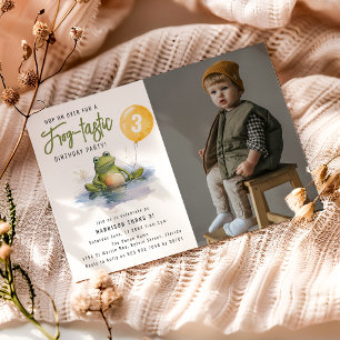 Leuke kikker-tastische foto verjaardagsfeest uitno kaart