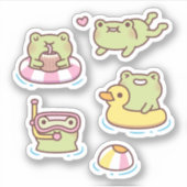 Leuke Kikkers Genieten Zomer Sticker Set (Voorkant)