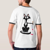 Leuke killer cat met een bloederig mes Koffie Mok T-shirt (Achterkant volledig)