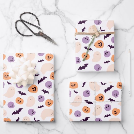 Leuke Kinder Halloween Patroon Inpakpapier Vel (Voorkant)