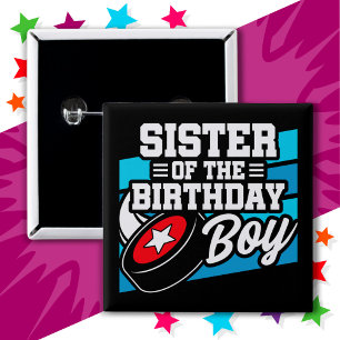 Leuke Kinder Hockey Party Zuster van de Verjaardag Vierkante Button 5,1 Cm