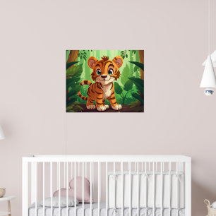 Leuke kinder kinderkamer tijger oerwoud liefhebber poster