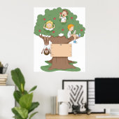 Leuke Kinder spelen in Apple Tree Poster (Thuiskantoor)
