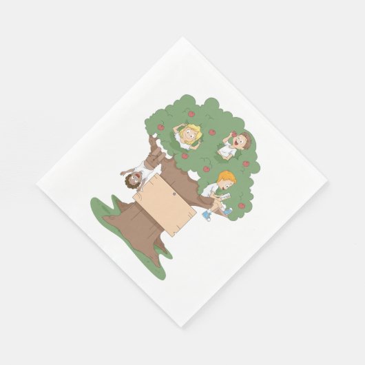 Leuke Kinder spelen in Apple Tree Servet (Hoek)