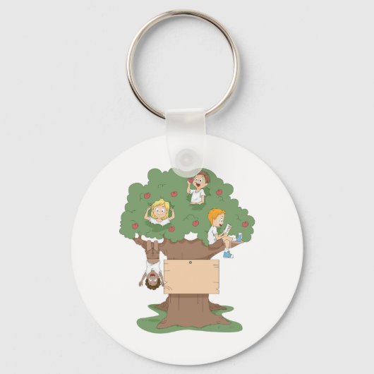 Leuke Kinder spelen in Apple Tree Sleutelhanger (Voorkant)
