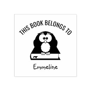 Leuke Kinder Uil op Boek Dit boek behoort tot Naam Rubberstempel