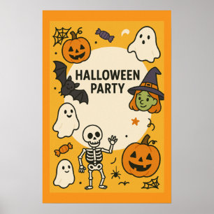 Leuke Kinderen Halloween Feestje Poster