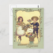 Leuke Kinderen Manden van Bloemen Kaart (Voorkant / Achterkant)