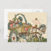 Leuke kinderen paard hond vervoer briefkaart (Voorkant / Achterkant)