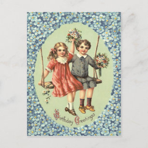 Leuke Kinderen Swing Boeket Bloemen Briefkaart
