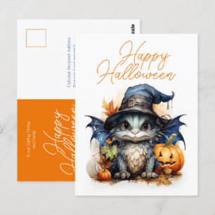 Leuke Kinderen Waterverf Baby Dragon Halloween Briefkaart