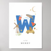 Leuke kinderkamer gepersonaliseerd alfabet letter  poster (Voorkant)