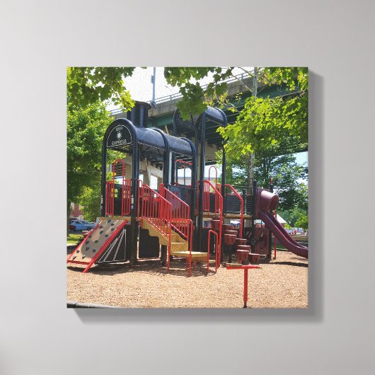 Leuke kindertrein speeltuin in het park canvas afdruk (Voorkant)