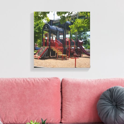 Leuke kindertrein speeltuin in het park canvas afdruk (Insitu (Woonkamer))