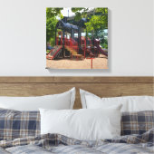 Leuke kindertrein speeltuin in het park canvas afdruk (Insitu (Slaapkamer))