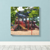 Leuke kindertrein speeltuin in het park canvas afdruk (Insitu (Houten vloer))